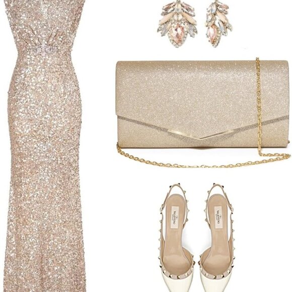 Sequins Clutch Evening Bag Women Small Pouch Crossbody for Wedding Party - Picture 9 of 9